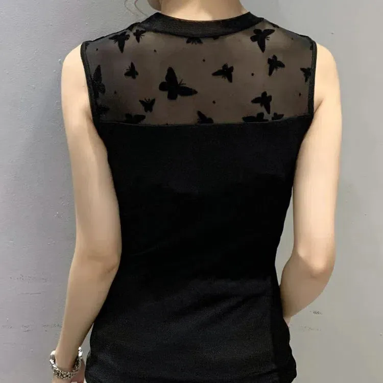 Korean Fashion Casual Mesh Tank Tops For Women Summer Style