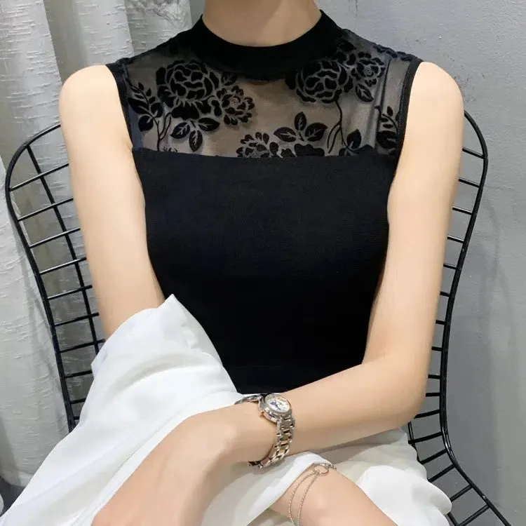 Korean Fashion Casual Mesh Tank Tops For Women Summer Style