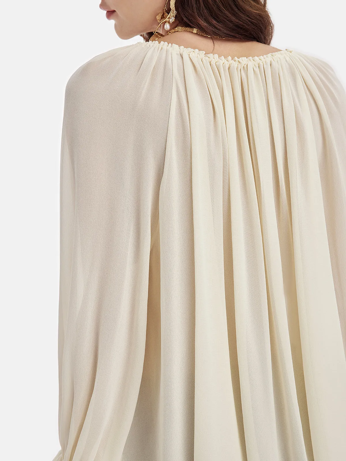 Lantern Sleeve Silk Blouse