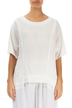 Longer Back Crinkled Off White Silk Blouse
