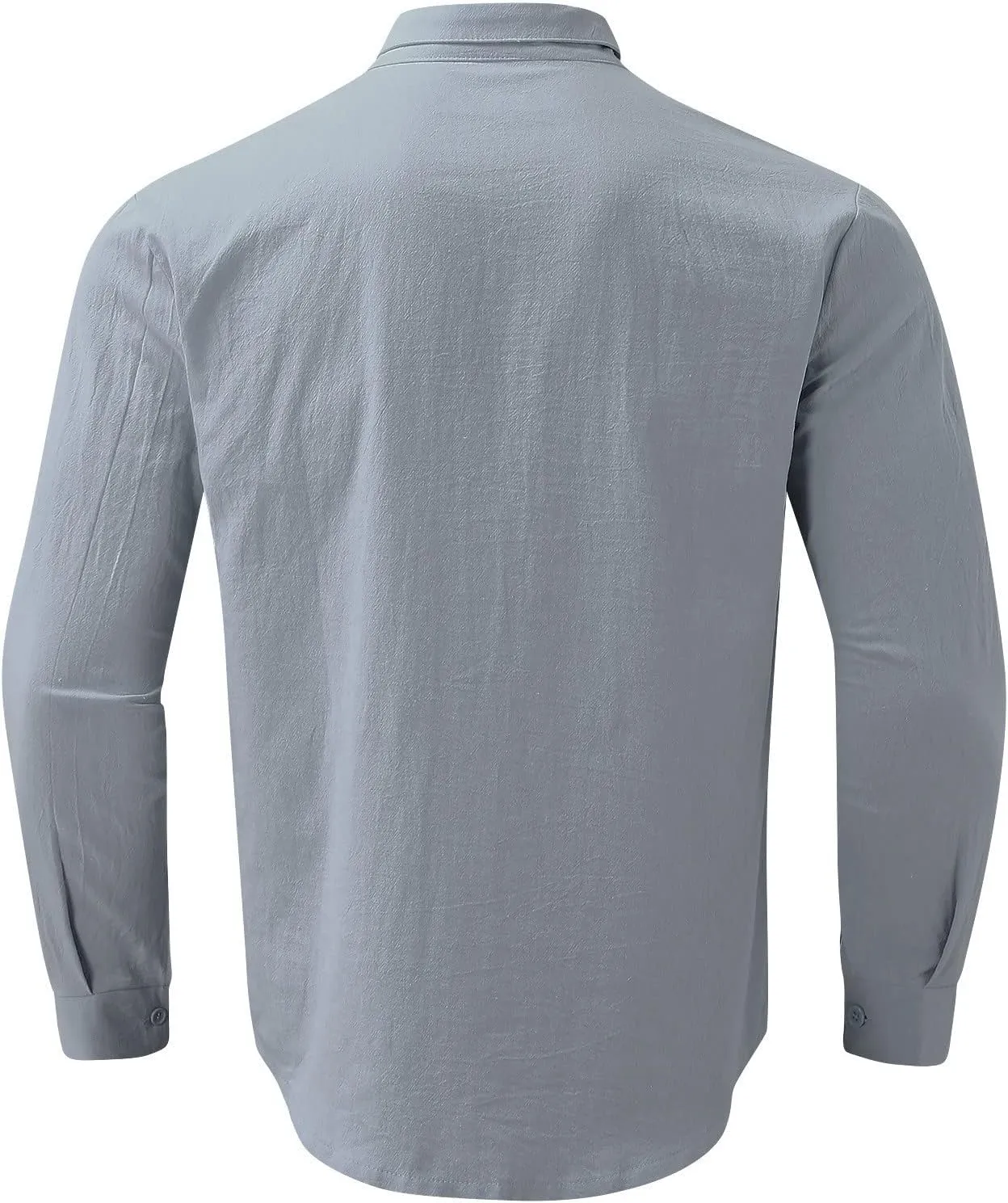 Men Cotton Linen Shirts 2024 Fall Fashion Big and Tall Shirt Casual Loose Button Tops Comfy Long Sleeve Blouse