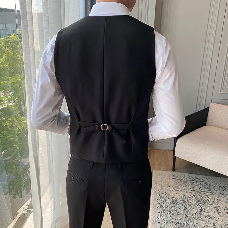 Men's Solid Color Slim Wool Suit Vest