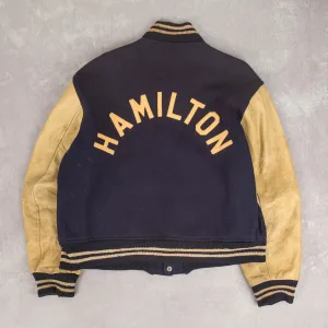 MEN'S VINTAGE 1960S HAMILTON WOOL LEATHER VARSITY JACKET - LARGE