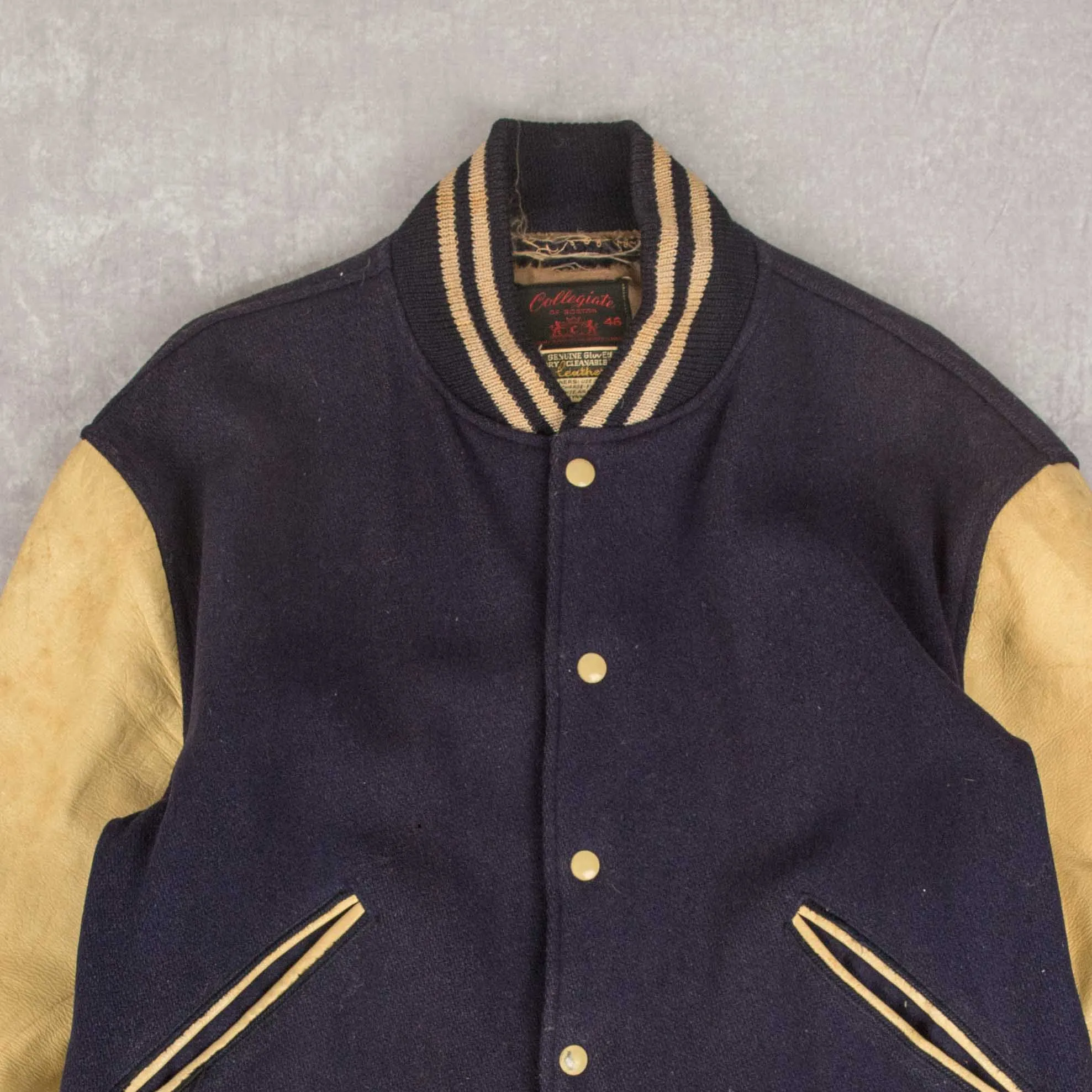 MEN'S VINTAGE 1960S HAMILTON WOOL LEATHER VARSITY JACKET - LARGE