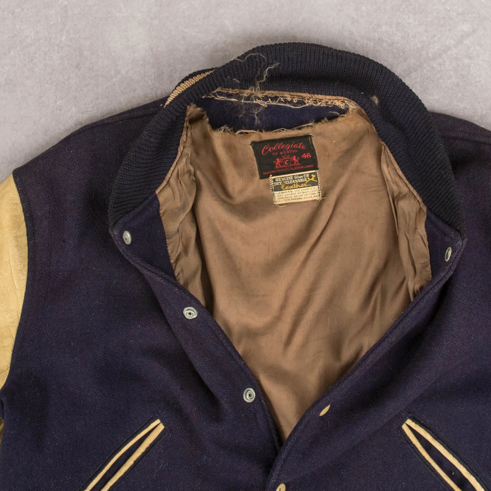 MEN'S VINTAGE 1960S HAMILTON WOOL LEATHER VARSITY JACKET - LARGE