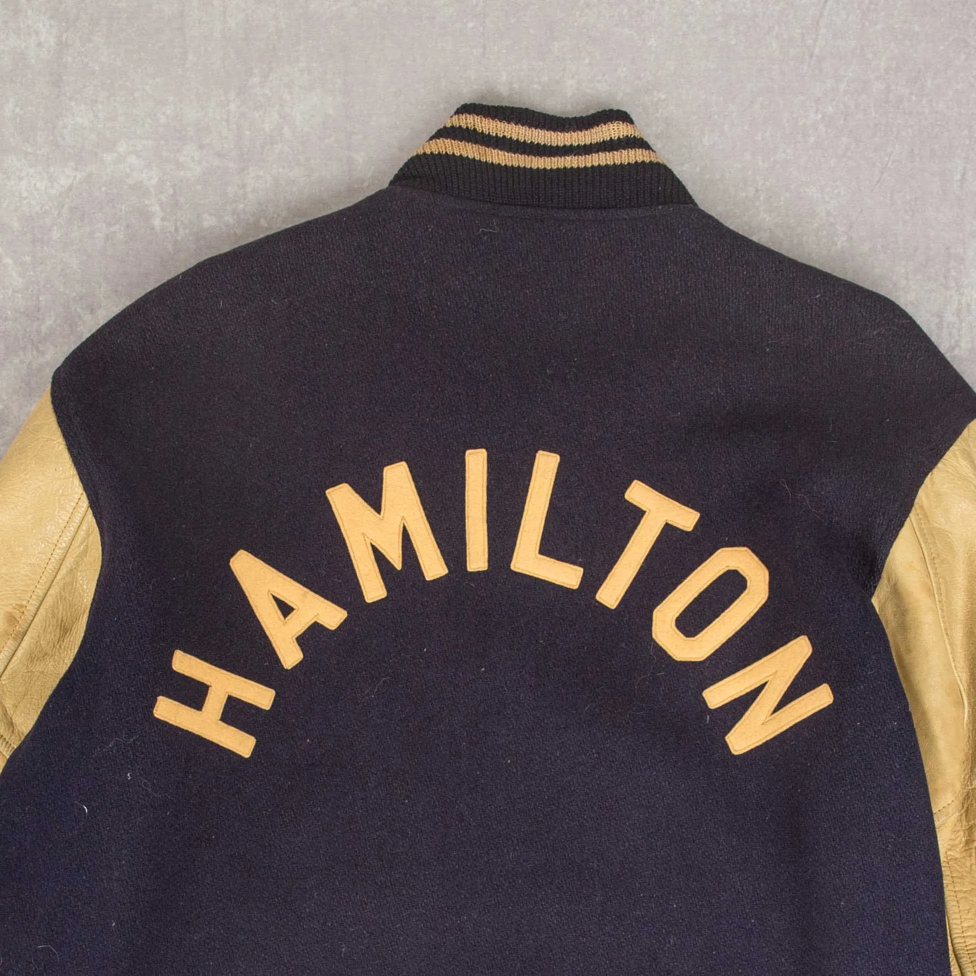 MEN'S VINTAGE 1960S HAMILTON WOOL LEATHER VARSITY JACKET - LARGE