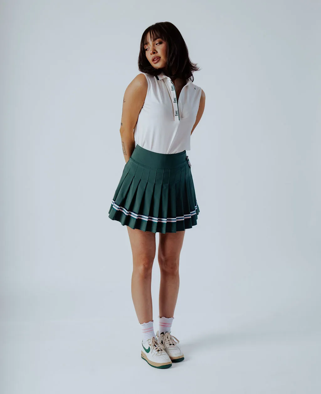 Moore Polo - White w/Pink & Green Stripes