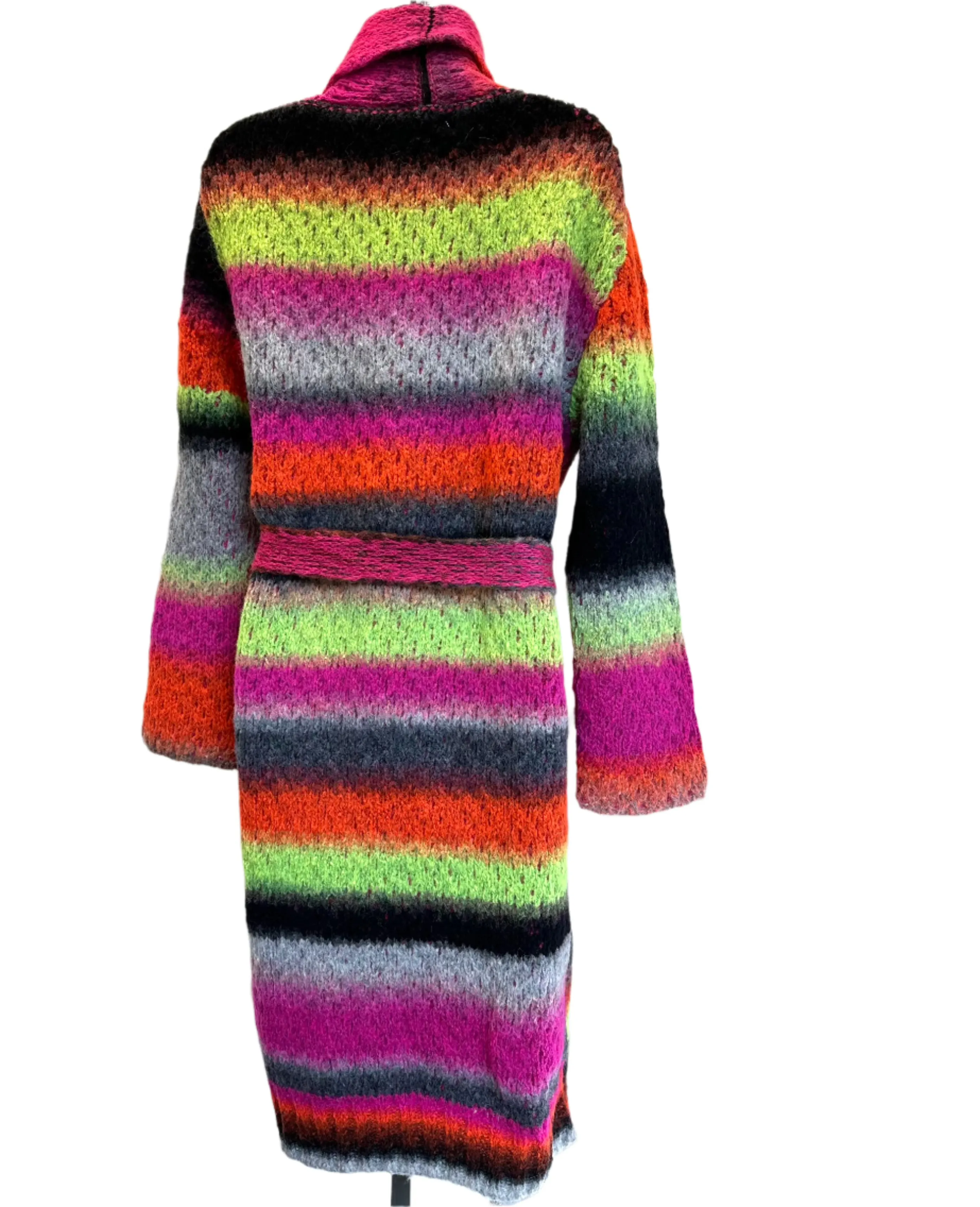 MULTI COLOR KNIT BELTED CARDIGAN