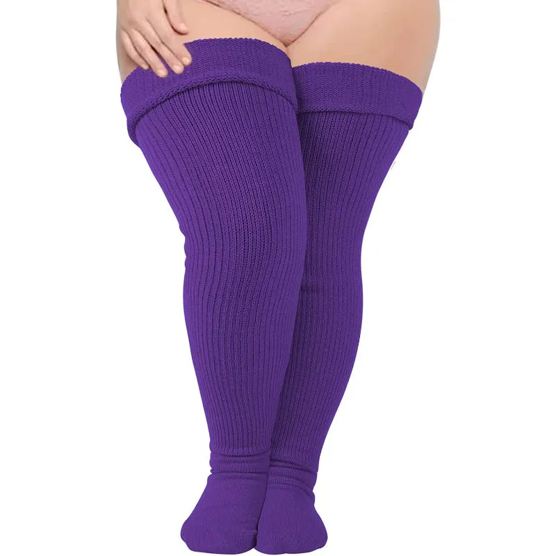 Plus Size Thigh High Socks for Thick Thighs Women- Thigh Highs Widened Extra Long Thick Knit Socks