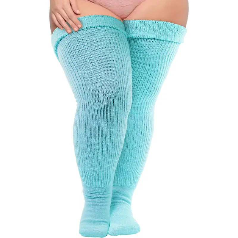 Plus Size Thigh High Socks for Thick Thighs Women- Thigh Highs Widened Extra Long Thick Knit Socks