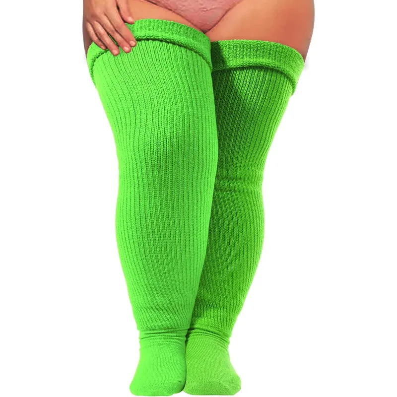 Plus Size Thigh High Socks for Thick Thighs Women- Thigh Highs Widened Extra Long Thick Knit Socks