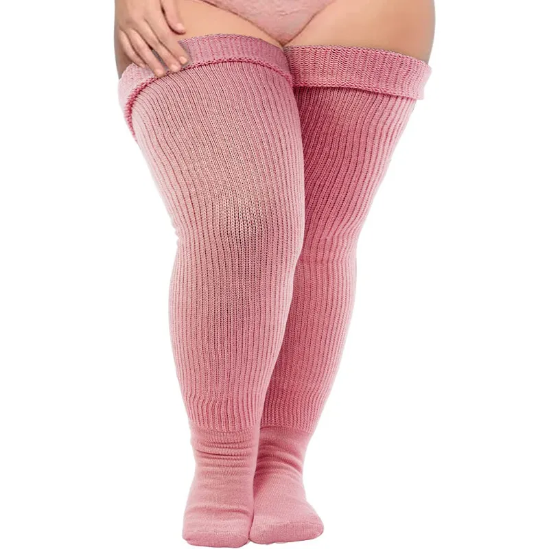 Plus Size Thigh High Socks for Thick Thighs Women- Thigh Highs Widened Extra Long Thick Knit Socks