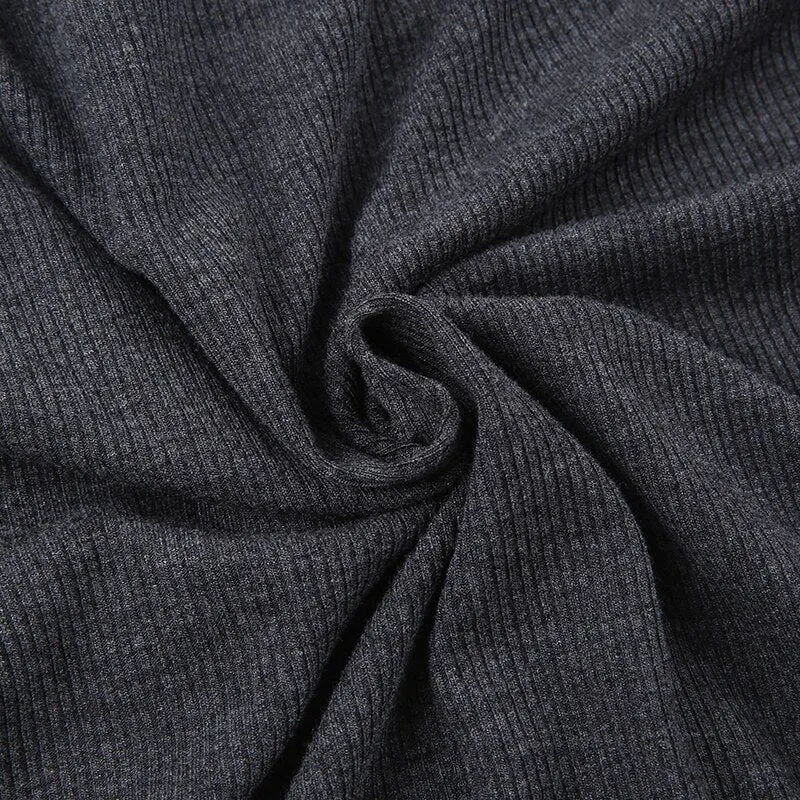 Ribbed Knitted Ruched Folds Long Dress