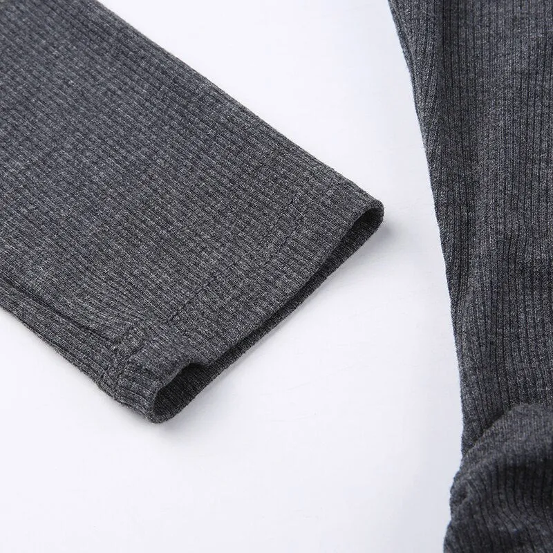 Ribbed Knitted Ruched Folds Long Dress