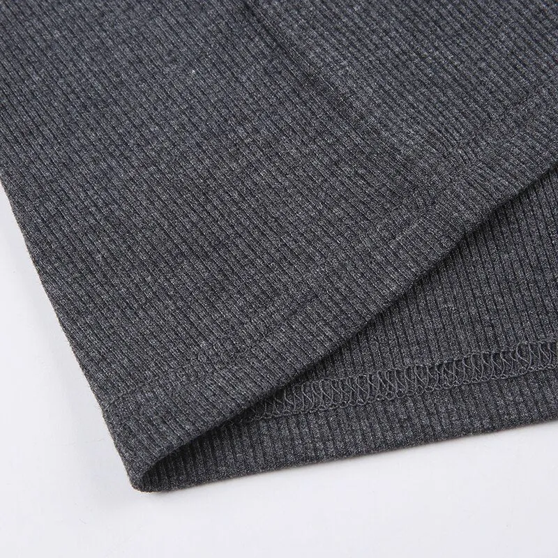 Ribbed Knitted Ruched Folds Long Dress