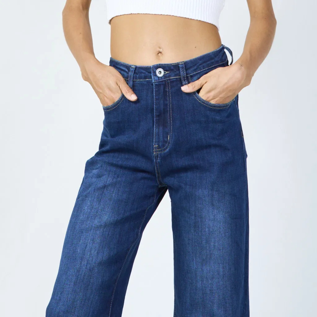 Rolled cuff straight jeans wholesale