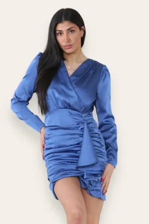 Satin Ruched Drape Mini Dress Petite