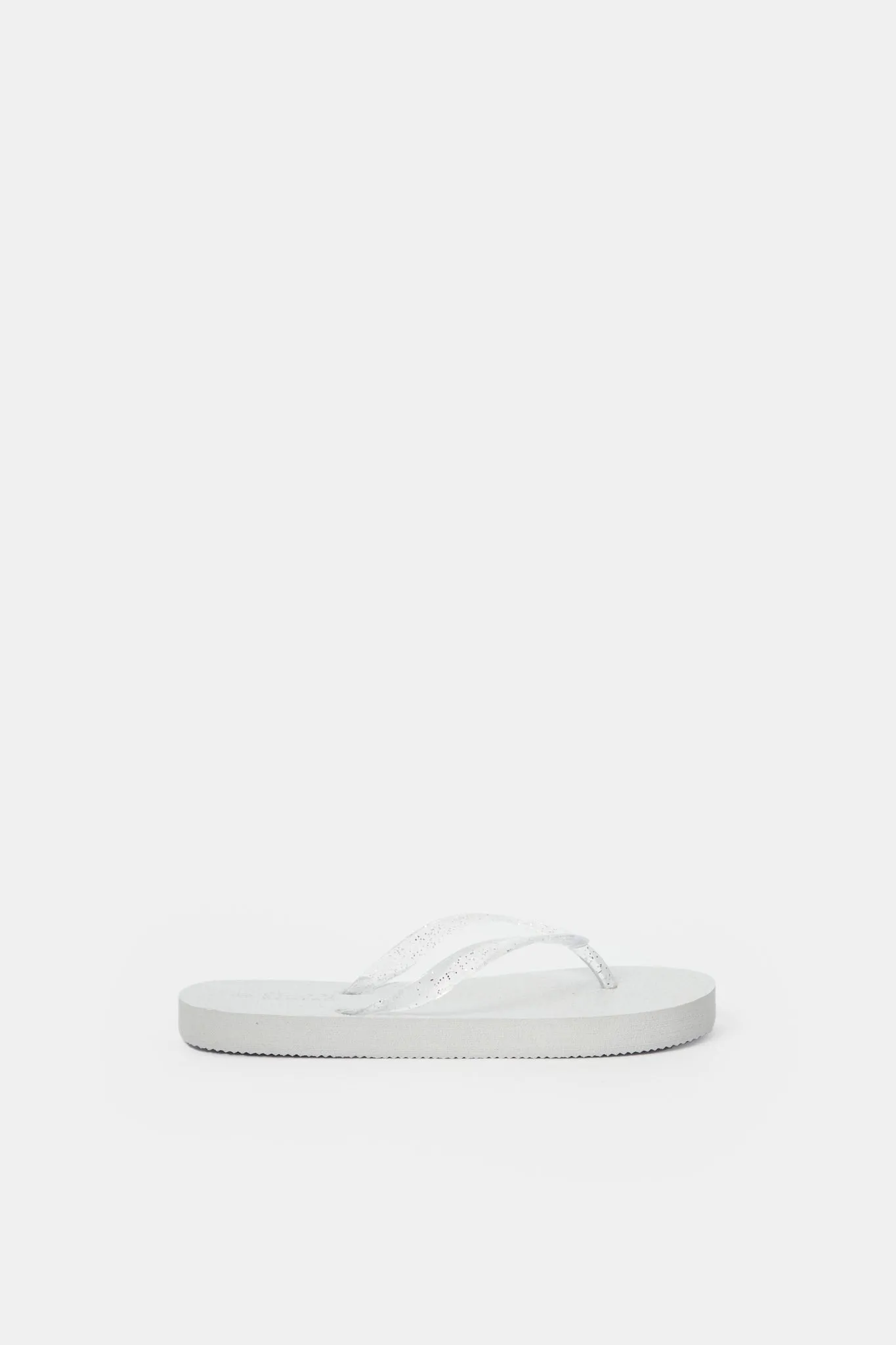 Senior Girls White Glitter Strap Flip Flop