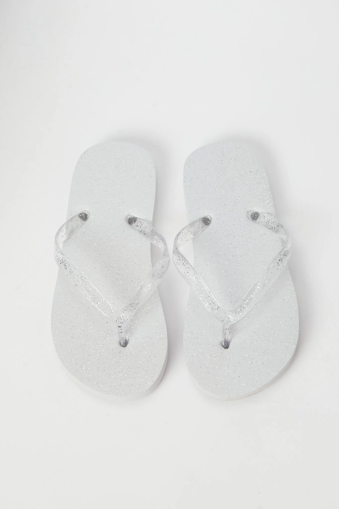 Senior Girls White Glitter Strap Flip Flop