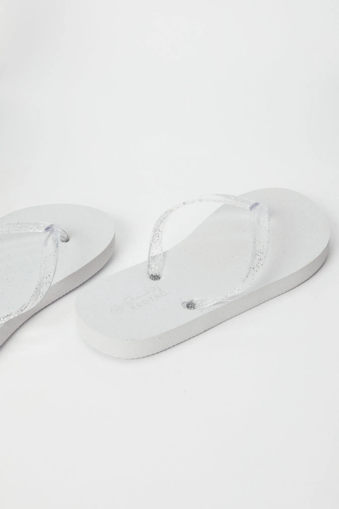 Senior Girls White Glitter Strap Flip Flop