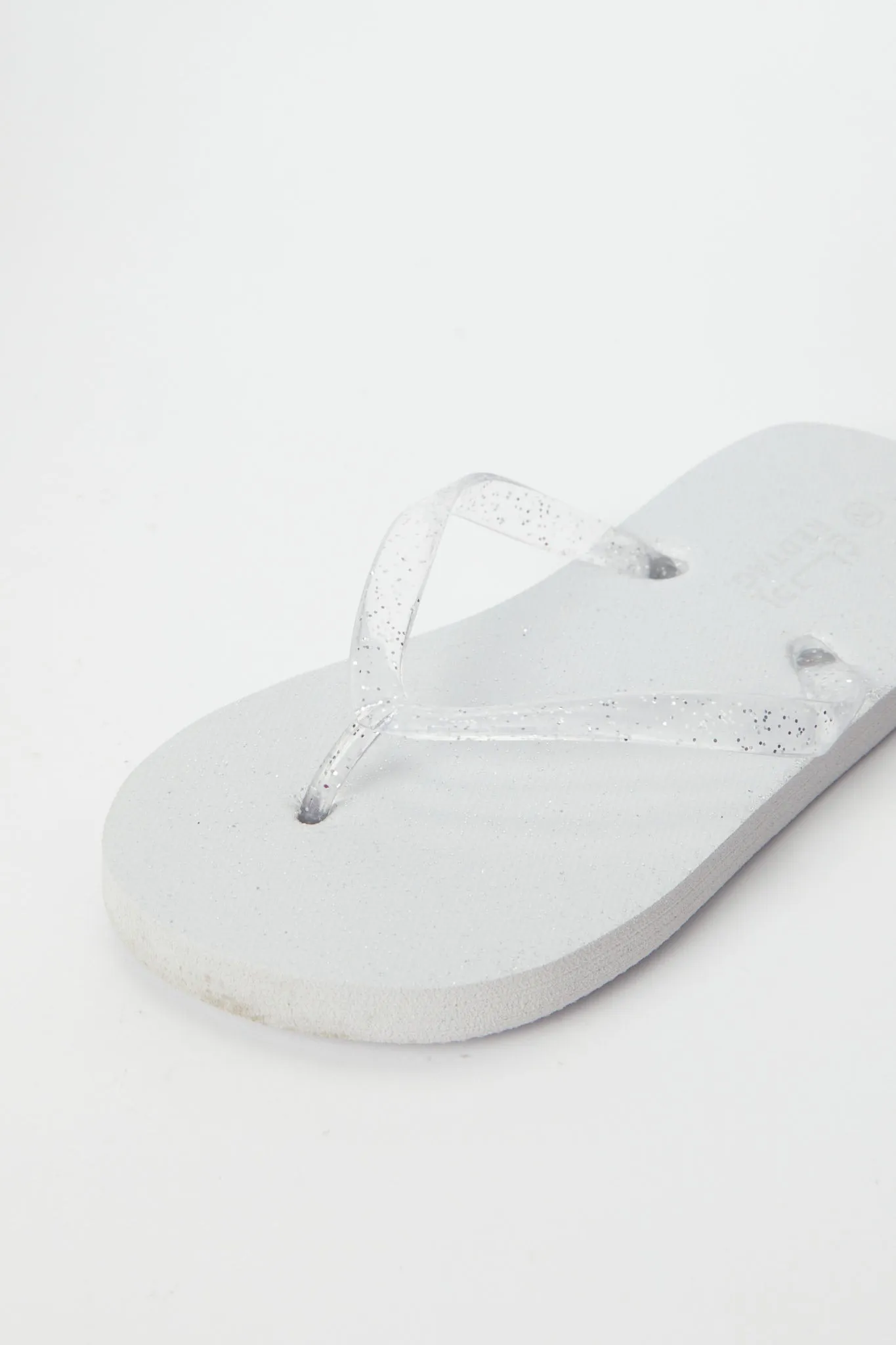 Senior Girls White Glitter Strap Flip Flop