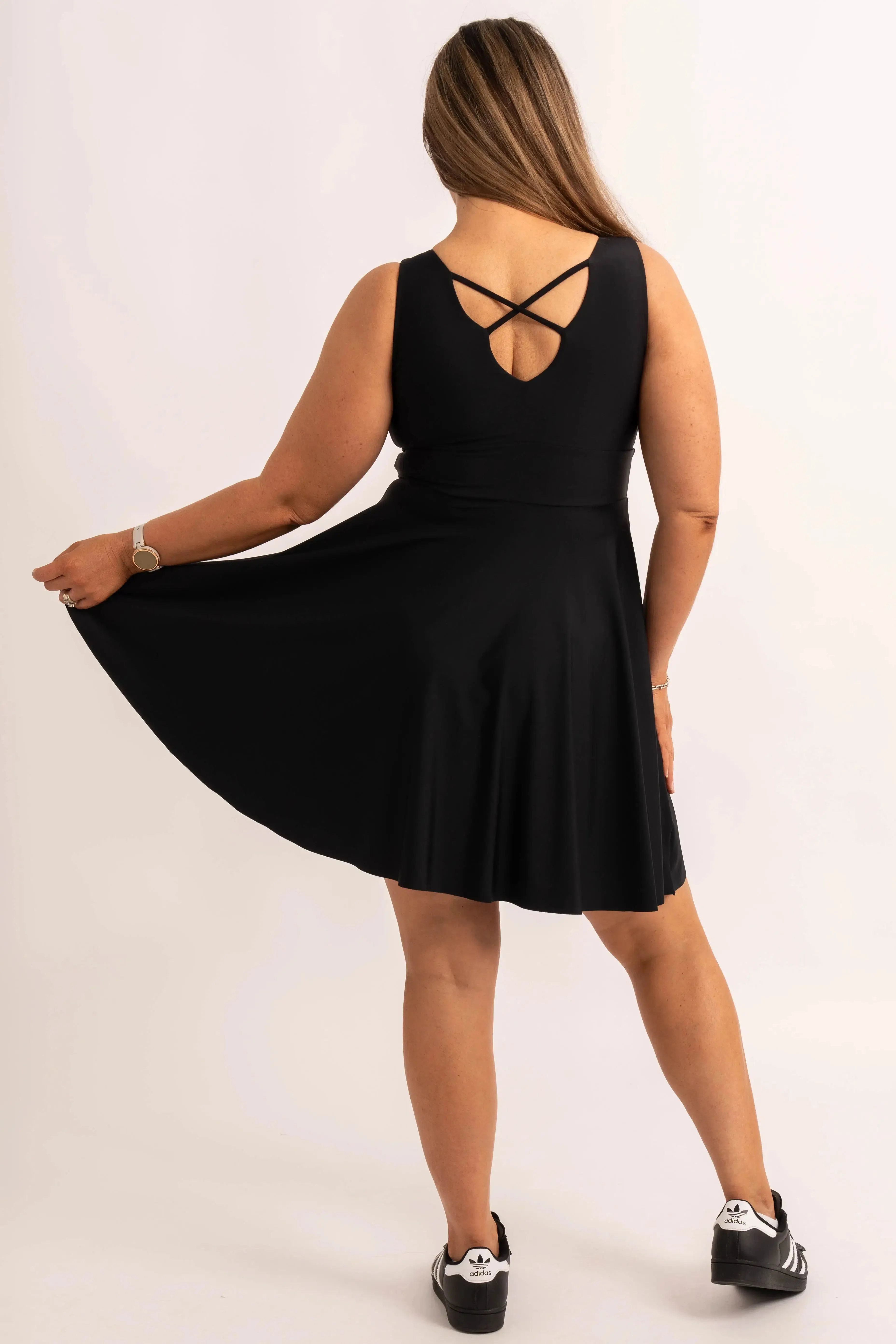 Silky Reversible Comfort Crop Mini Dress - Black
