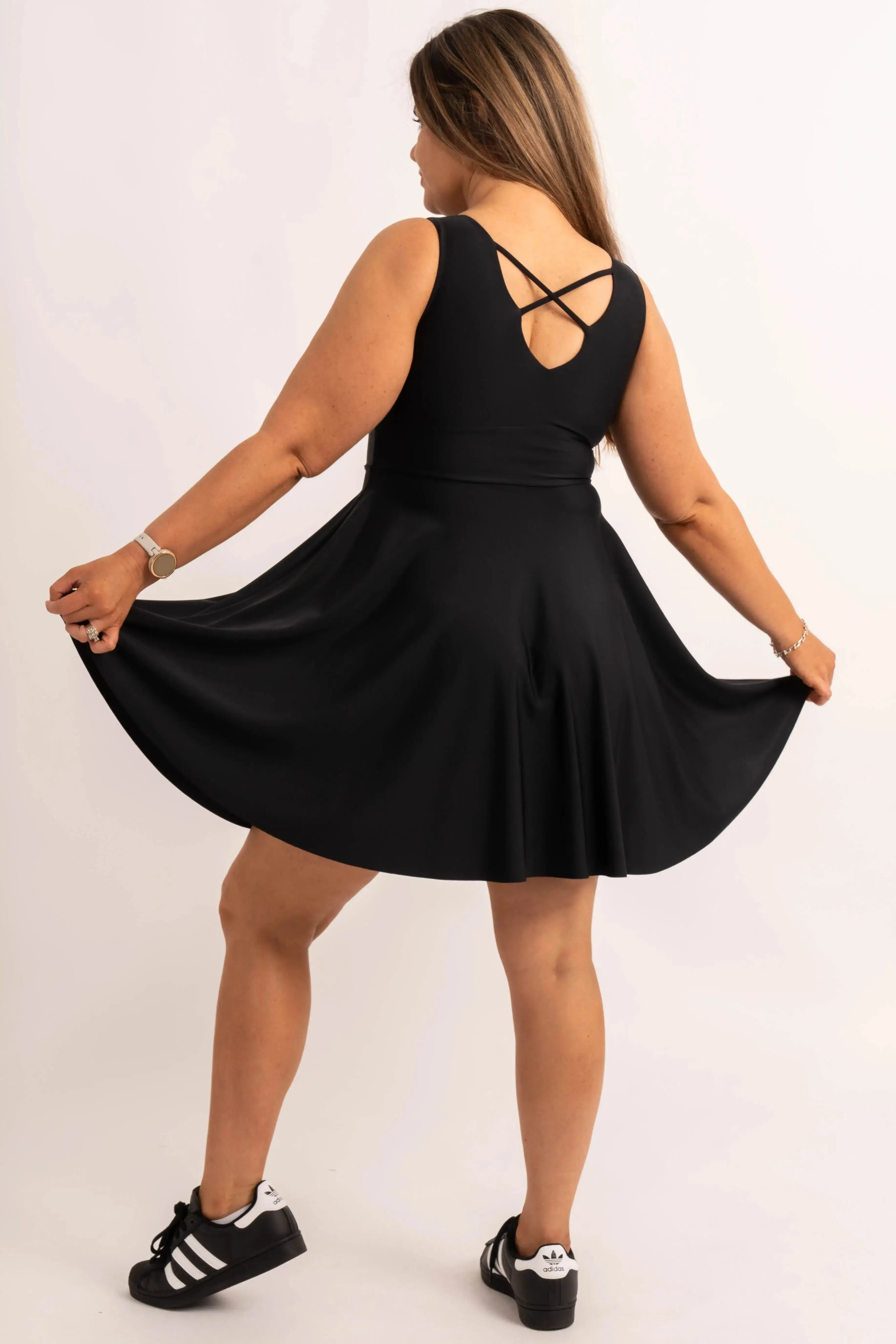 Silky Reversible Comfort Crop Mini Dress - Black