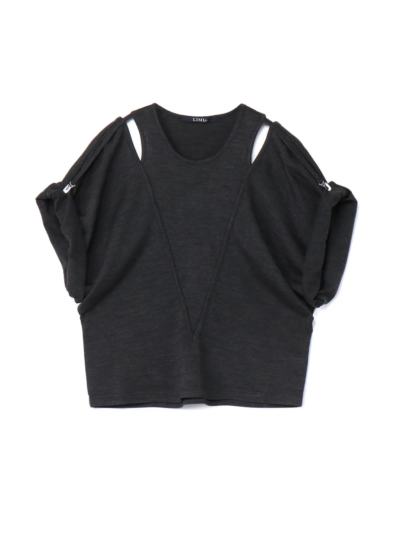 Silky Wool Plain stitch Suspender Slit T-Shirt