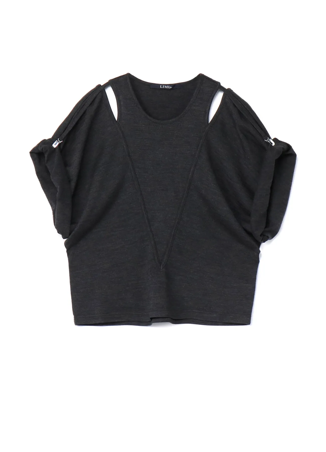 Silky Wool Plain stitch Suspender Slit T-Shirt