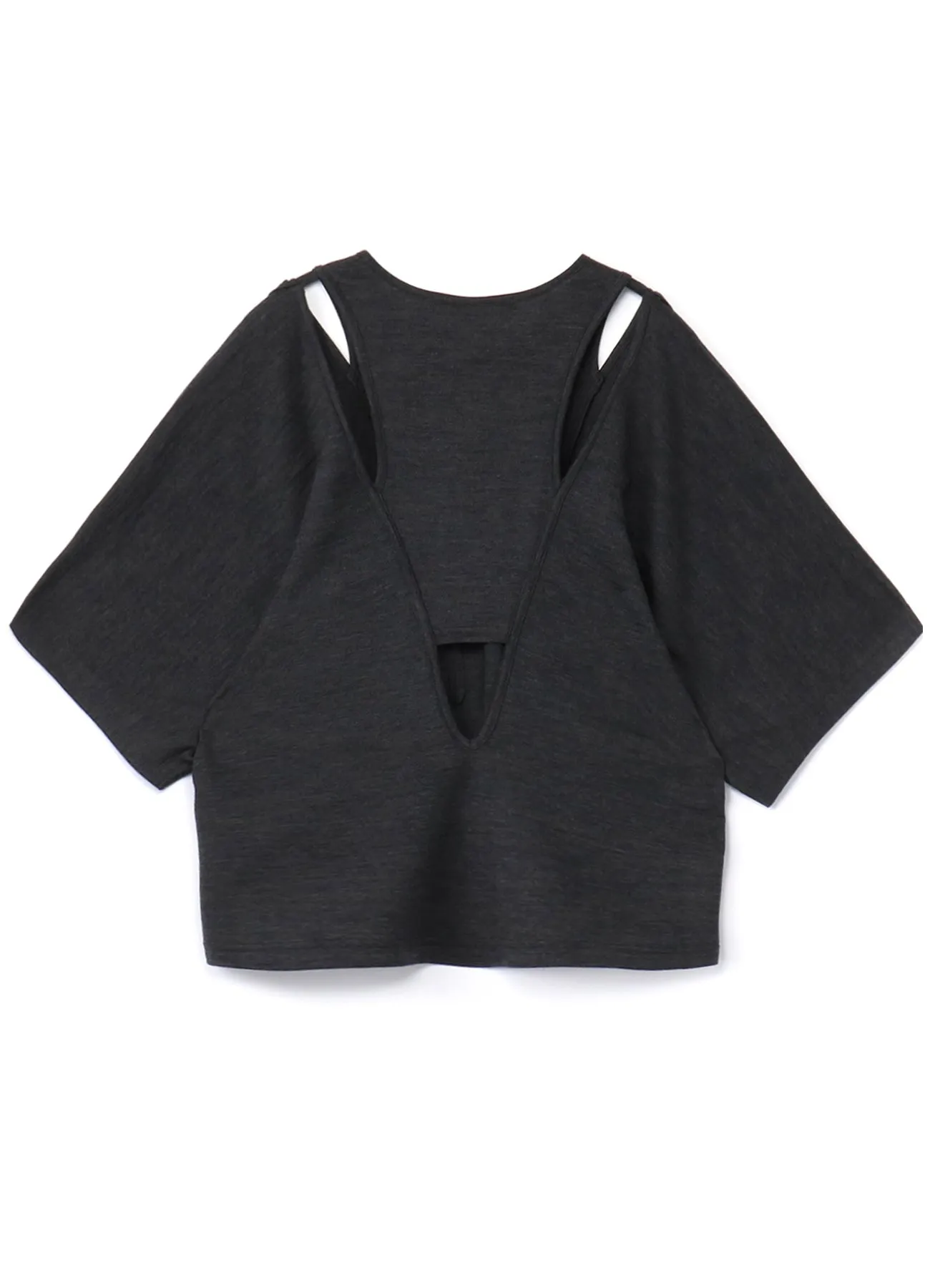 Silky Wool Plain stitch Suspender Slit T-Shirt
