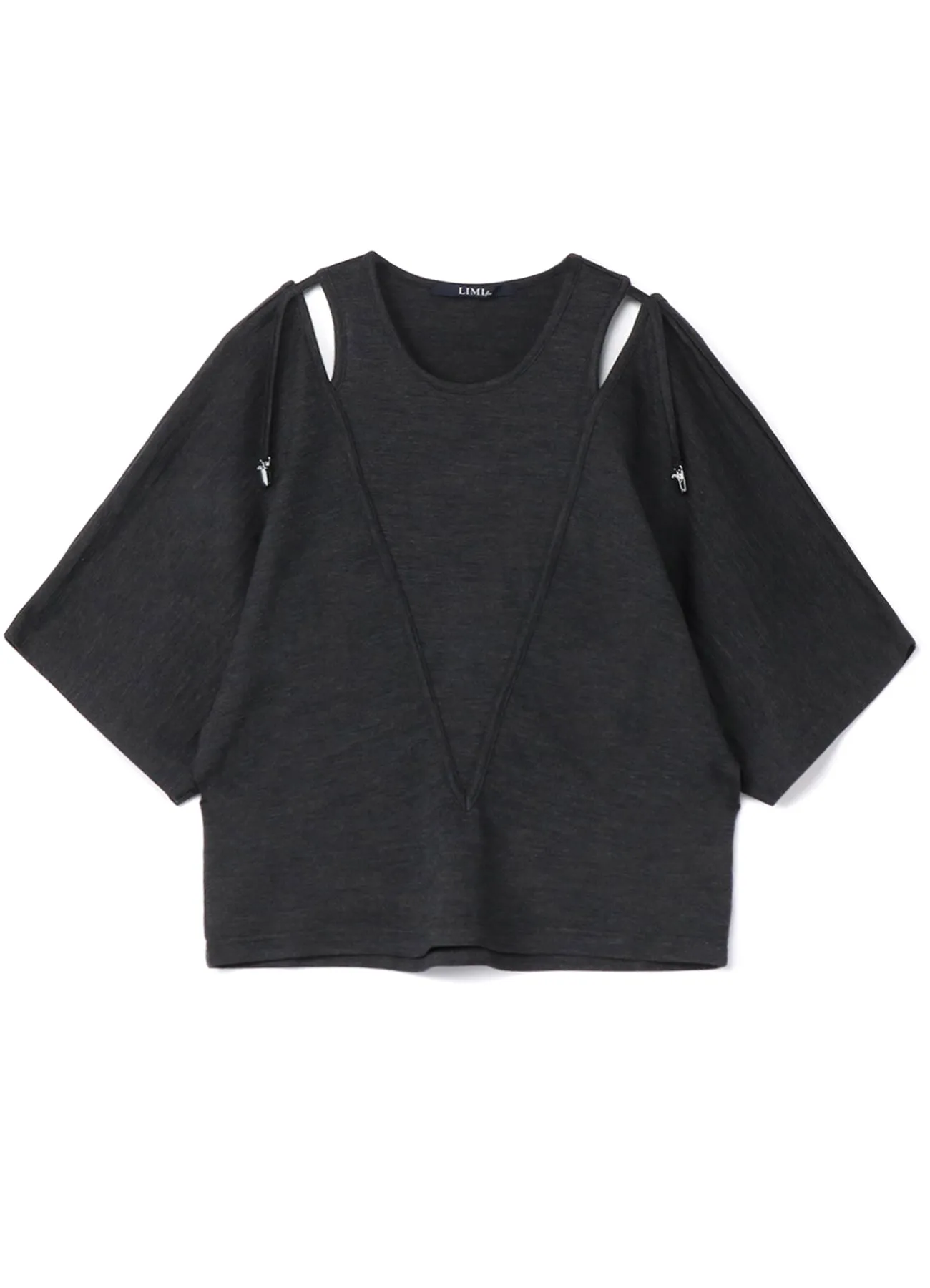 Silky Wool Plain stitch Suspender Slit T-Shirt