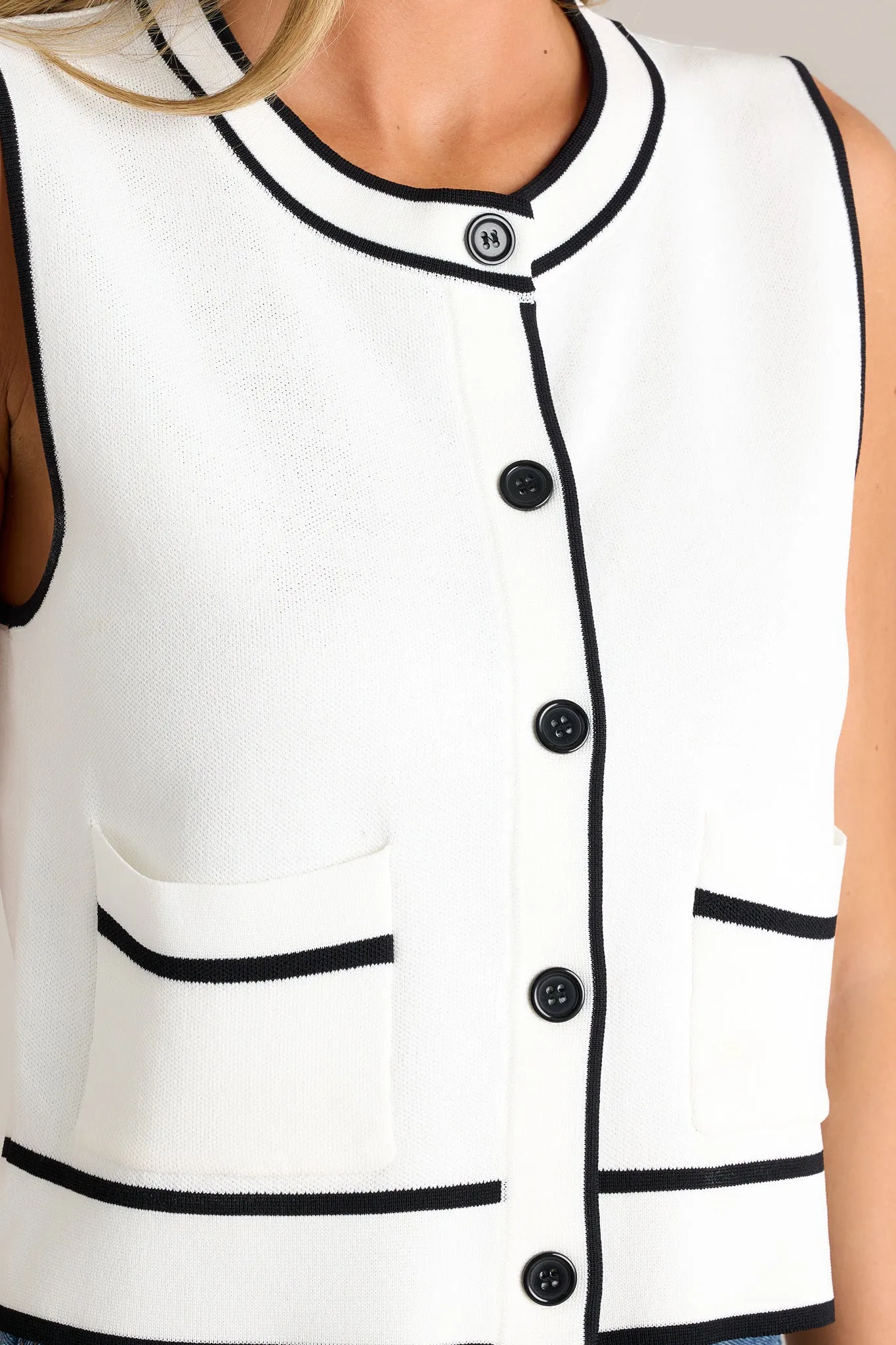 Smooth Sailing Ivory Sleeveless Button Front Vest