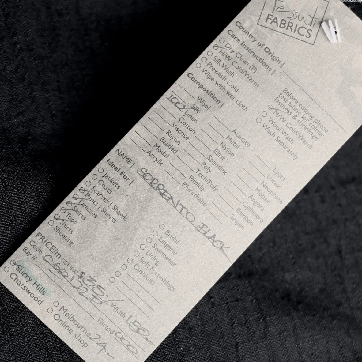 Sorrento Black Linen