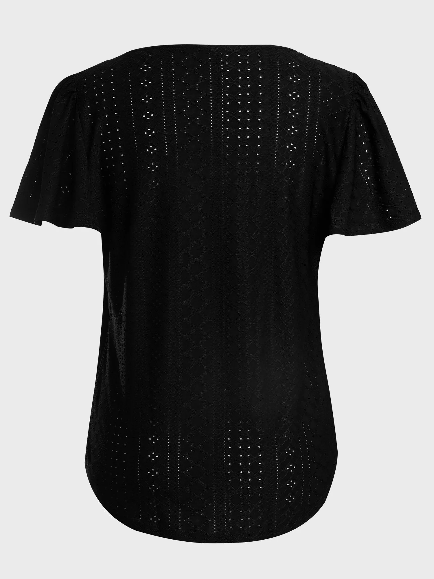 Square Collar Jacquard Swallowtail Tshirt