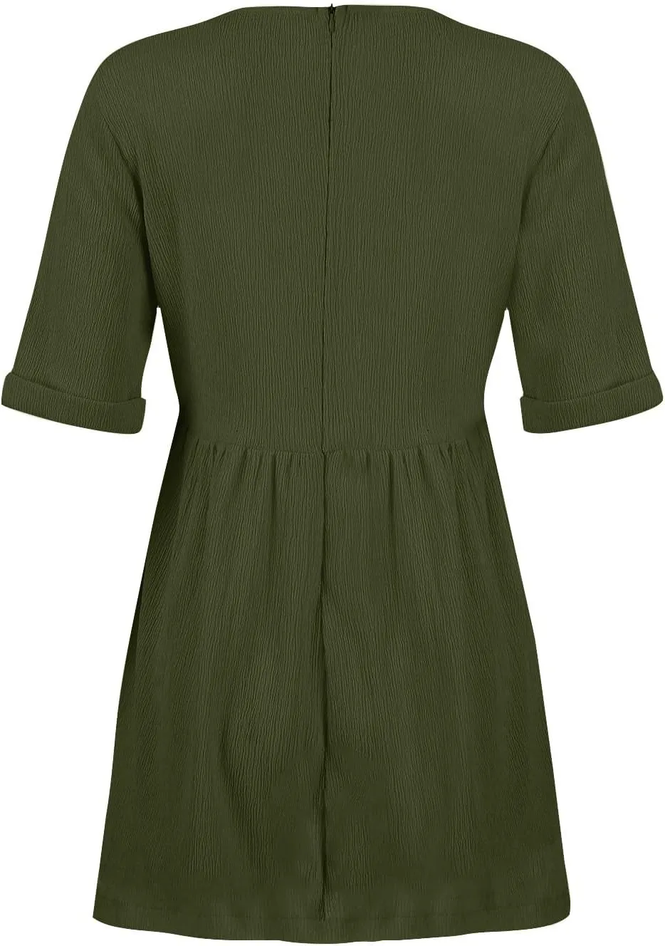Summer Dresses for Women 2024 Trendy Casual V-Neck Short Sleeve Solid Sundress Loose Comfy Beach Dress with Pockets