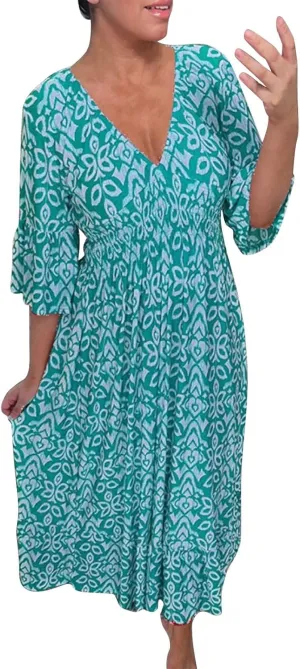 Summer Dresses for Women 2025 Women's Casual Print V-Neck Long Dress Plus Size Fashion Floral Printed Midi Boho Dress