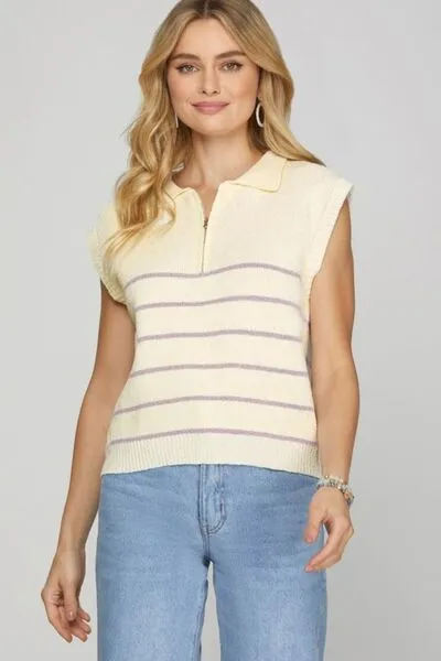 Sweet & Sporty Striped Sweater Vest