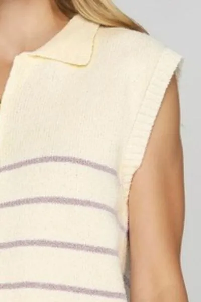 Sweet & Sporty Striped Sweater Vest