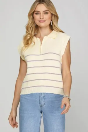 Sweet & Sporty Striped Sweater Vest