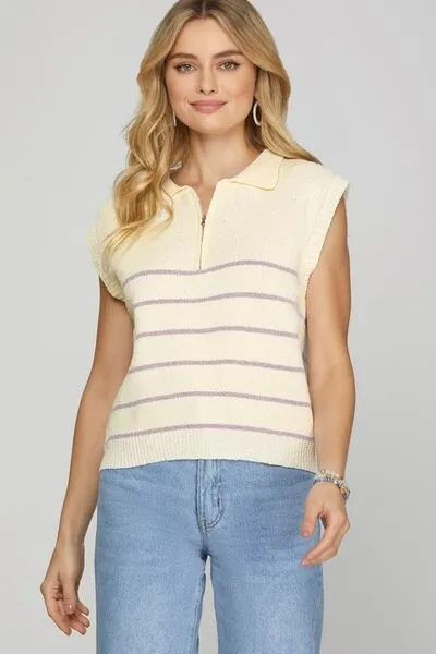 Sweet & Sporty Striped Sweater Vest