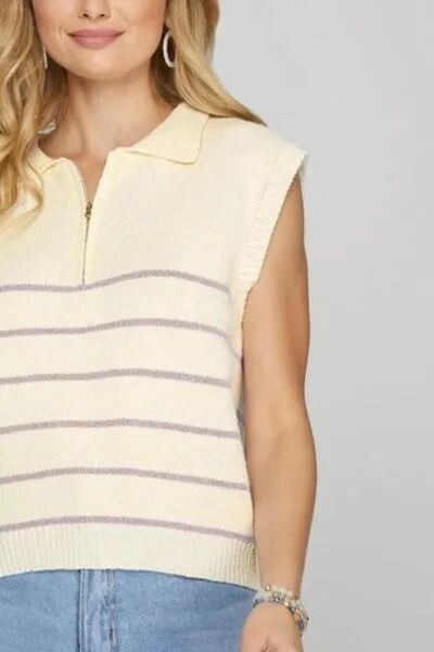 Sweet & Sporty Striped Sweater Vest
