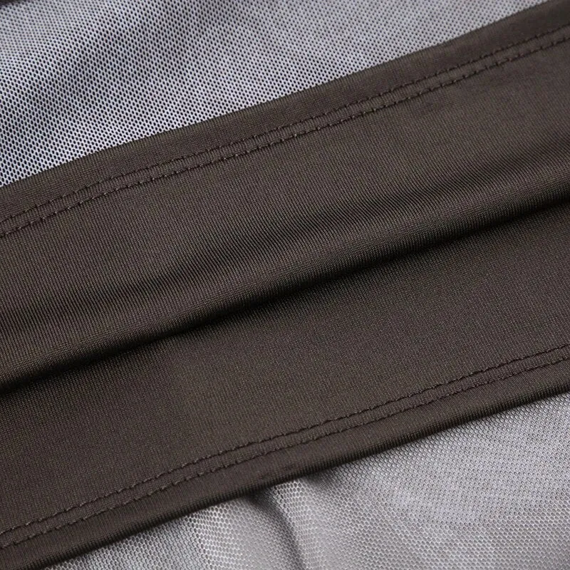 Vintage A-Line Brown Mesh Maxi Skirt
