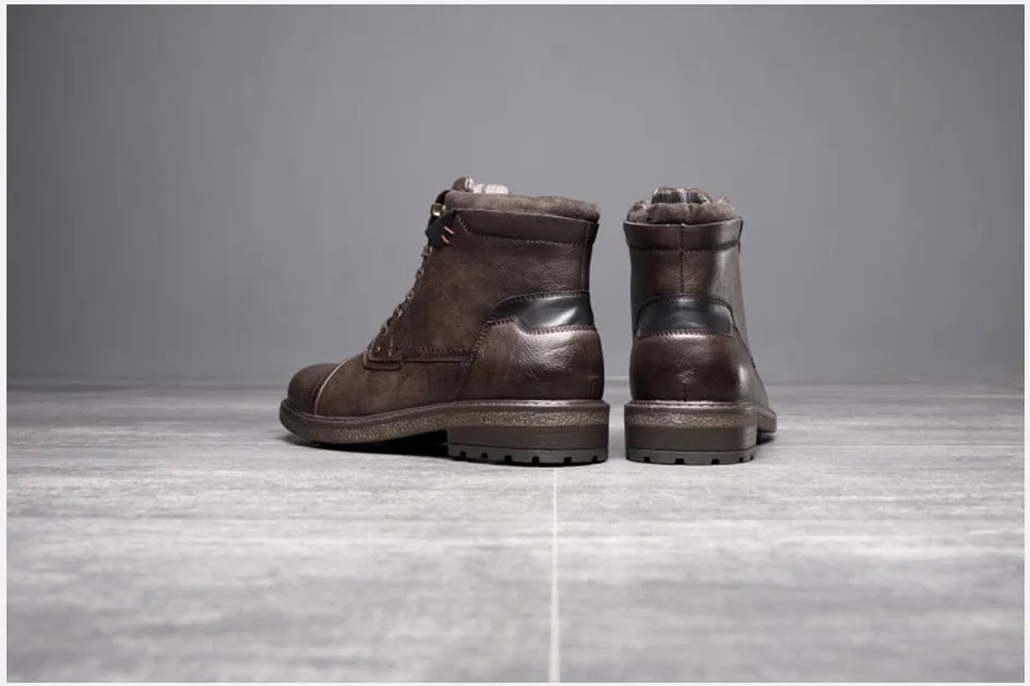 West Louis Designer Office Formal Round-Toe Leather Boots