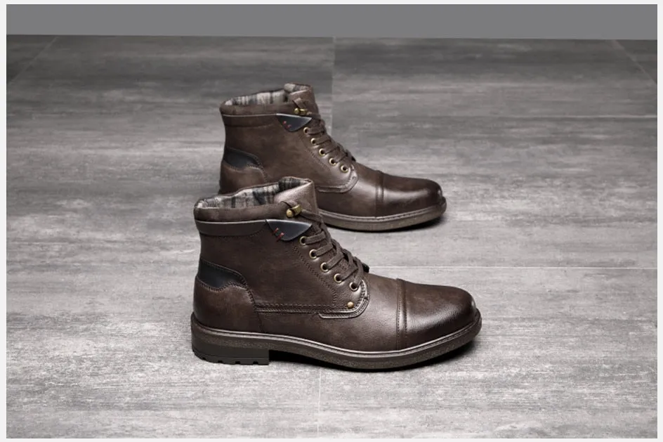 West Louis Designer Office Formal Round-Toe Leather Boots