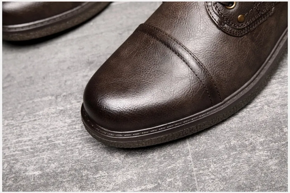 West Louis Designer Office Formal Round-Toe Leather Boots