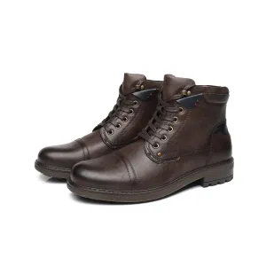West Louis Designer Office Formal Round-Toe Leather Boots