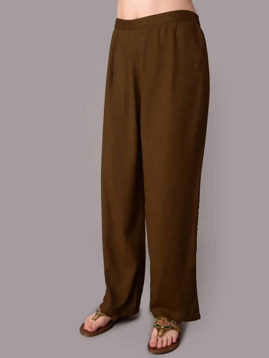 Women Olive Ornamental Printed Kurta With Comfort Pant