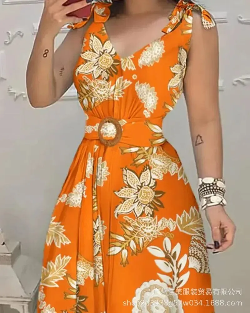 Women  Sleeveless V Neck Backless Folds A Line  Camisole Dresses