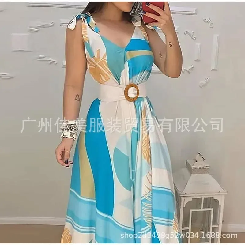Women  Sleeveless V Neck Backless Folds A Line  Camisole Dresses