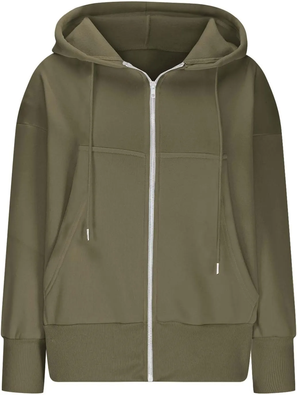 Womens Oversized Full Zip Up Hoodie with Pockets Fleece Sweatshirt Fall Winter Warm Casual Loose Apparel Clothes